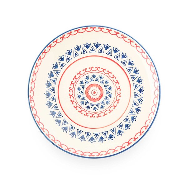 Piatto in ceramica multicolore dipinto a mano